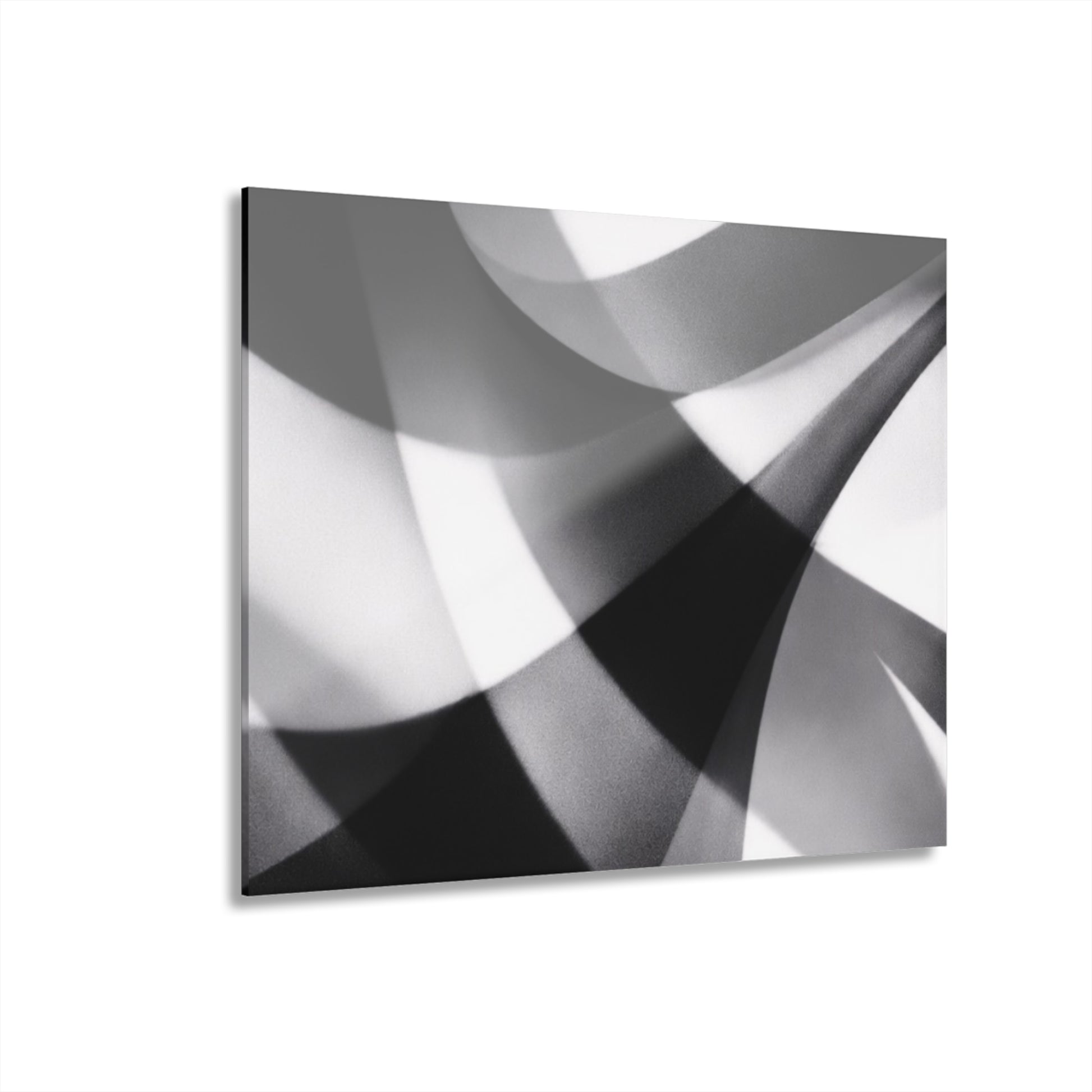 Abstract black and white geometric acrylic print wall art with French cleat hanging for modern home decor, by Printify.