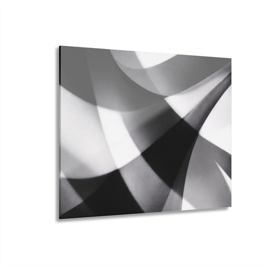 Abstract black and white geometric acrylic print wall art with French cleat hanging for modern home decor, by Printify.