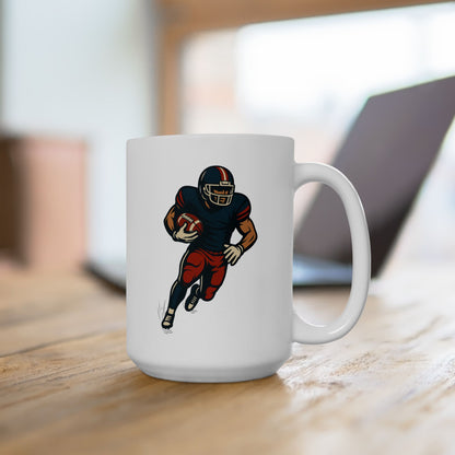 Football Player Ceramic Mug, Sports Fan Gift, Football Lover Coffee Cup, Game Day Drinkware, Quarterback Tea Mug, Touchdown Fan Decor,