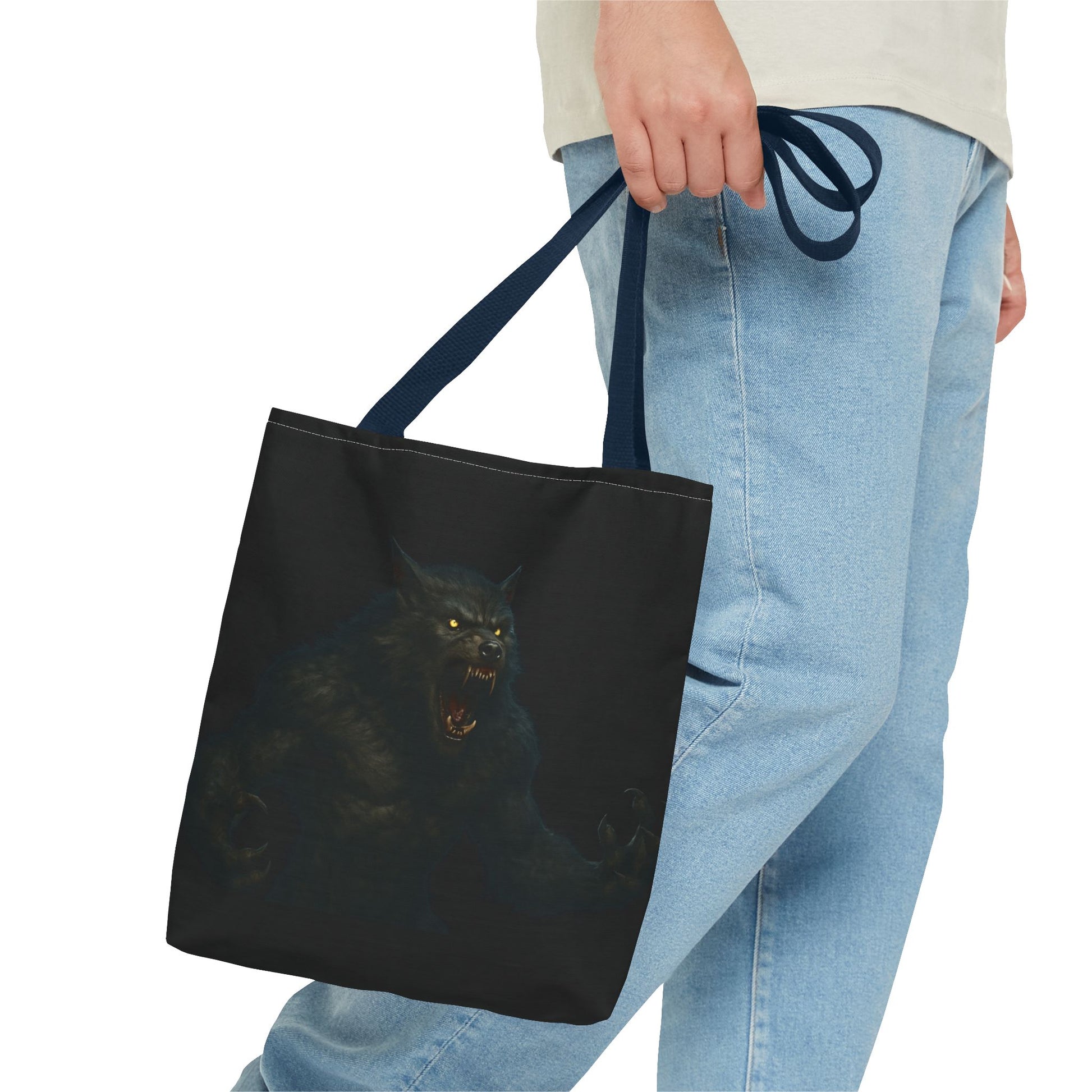 Fierce Werewolf Tote Bag, Halloween Accessories, Dark Art Tote, Animal Lover Gift, Geeky Shopping Bag - TRV