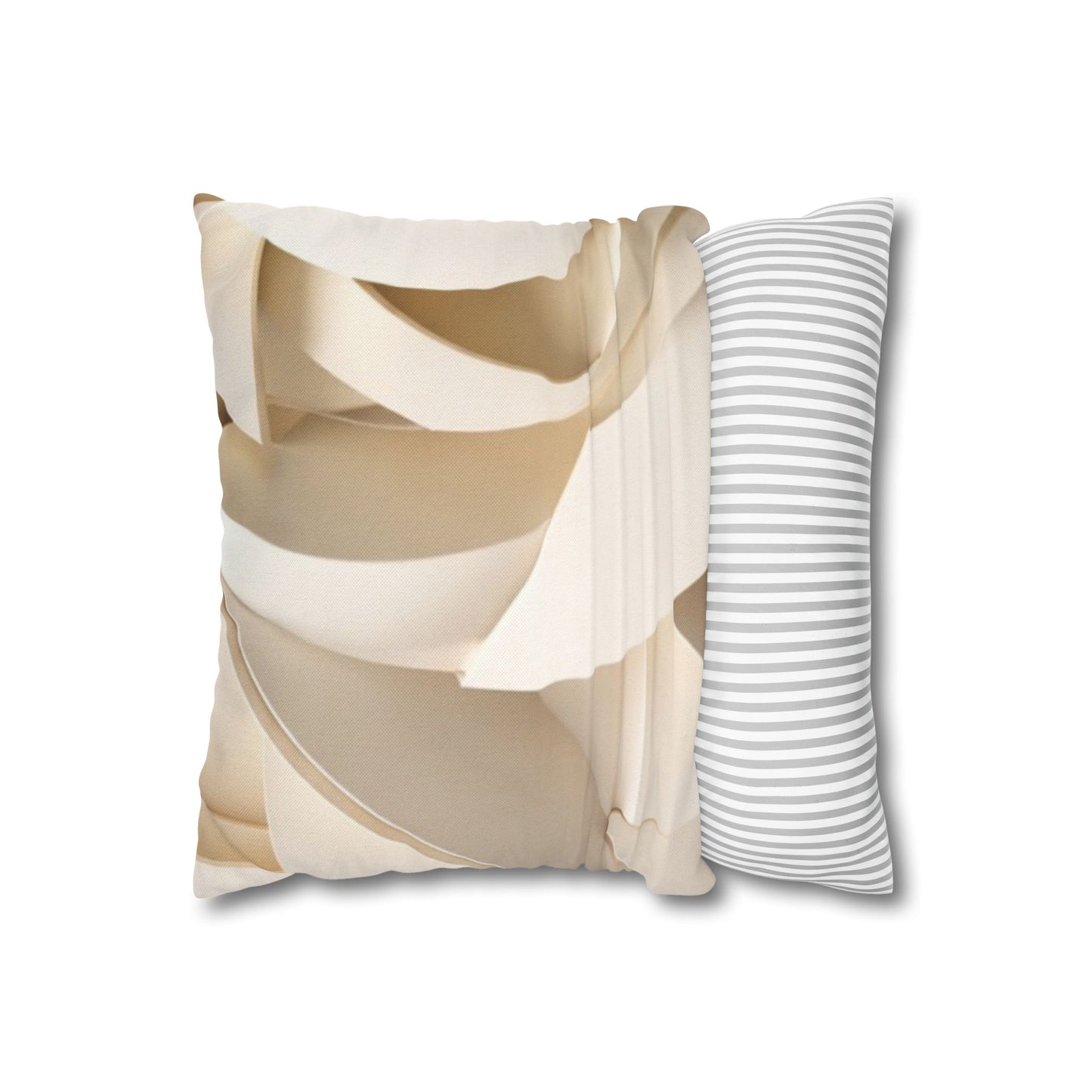 Beige Abstract Paper Swirl Pillowcase Spun Polyester Square Pillowcase