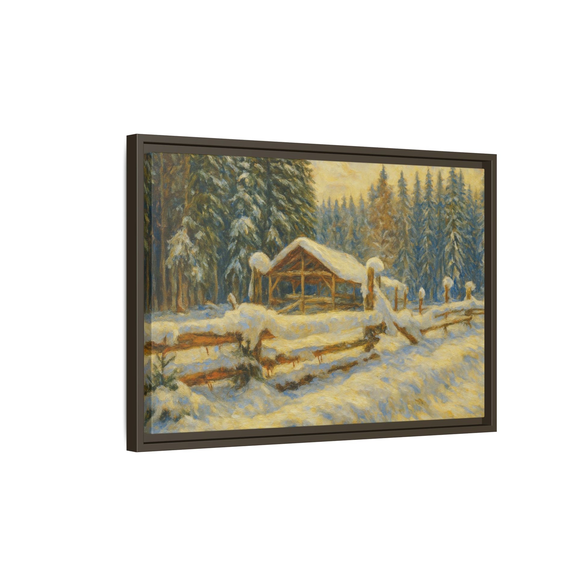 Winter Landscape Framed Canvas Art | Cozy Home Decor | Wall Art for Living Room, Bedroom, Holiday Gift, Rustic Vibes, Art Print - TRV