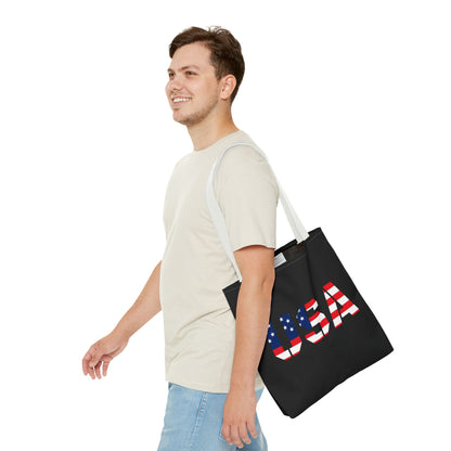 Patriotic USA Print Tote Bag, Reusable Shopping Bag, 4th of July Gift, Summer Carryall, American Flag Style - TRV
