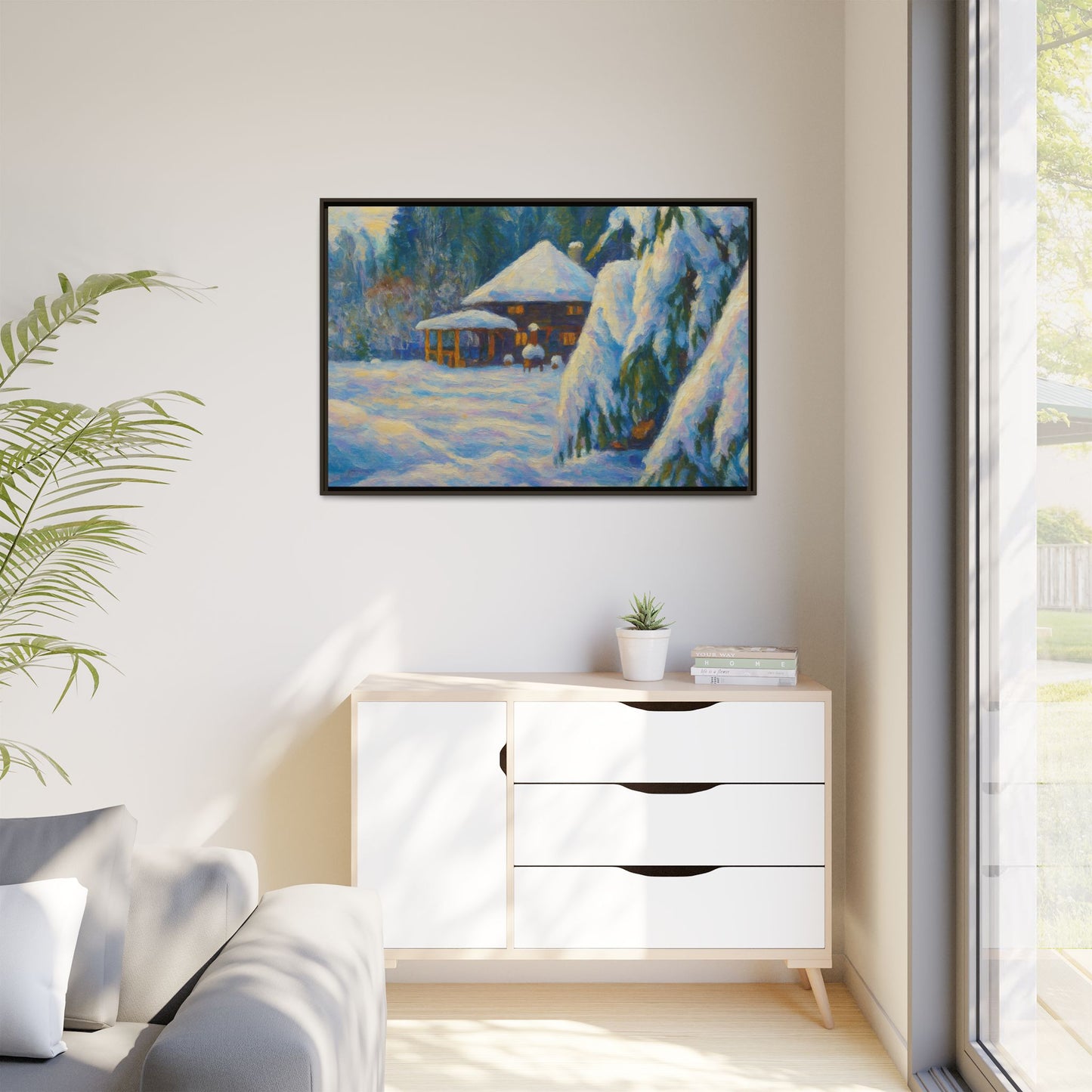 Canvas Art, Winter Scene Home Decor, Seasonal Gift for Art Lovers, Holidays Wall Art, Framed Painting, Matte Print - TRV