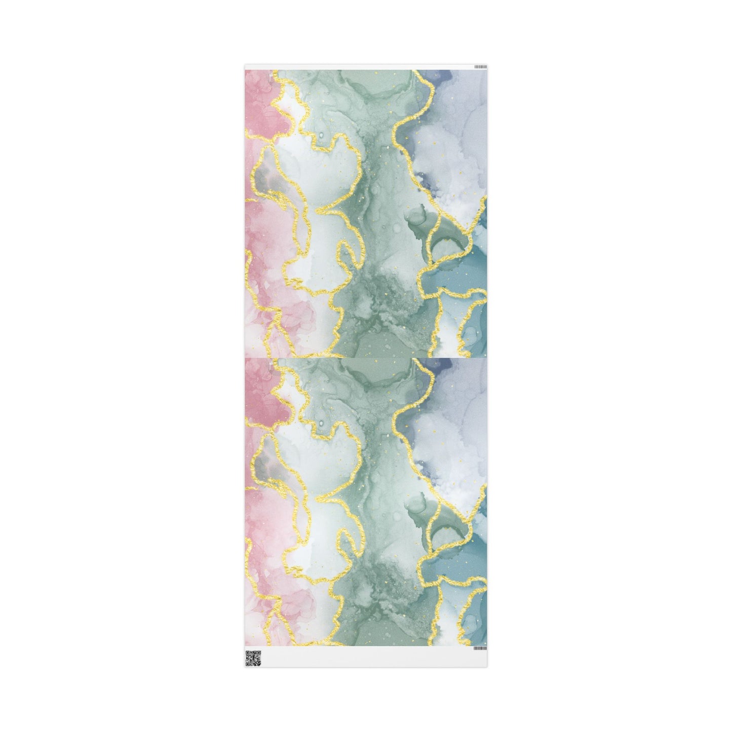 Marble Swirl Wrapping Paper Roll — Pink, Green & Gold Abstract Gift Wrap