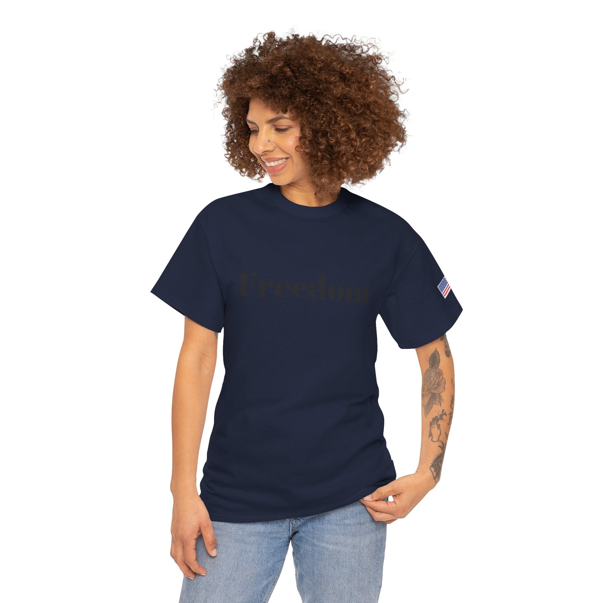 Freedom script tee | T-Shirt, American flag sleeve - TRV