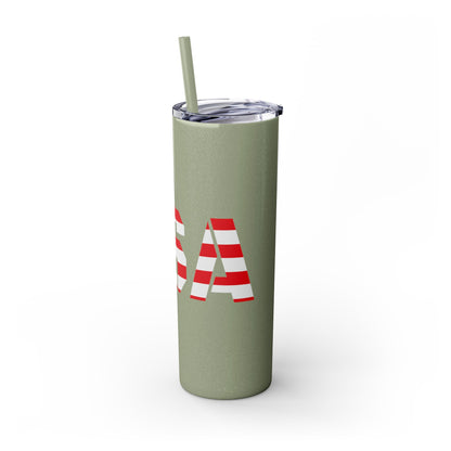 Skinny Tumbler — USA Flag 20oz Straw Tumbler (Patriotic Travel Cup)