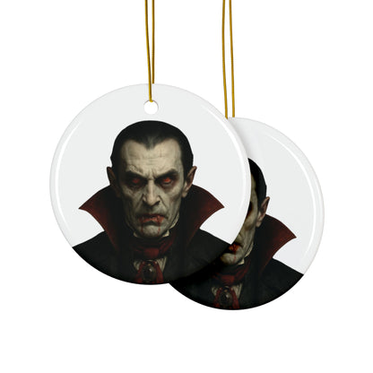Vampire Portrait Ceramic Ornament — Two-Sided Gothic Christmas Decoration