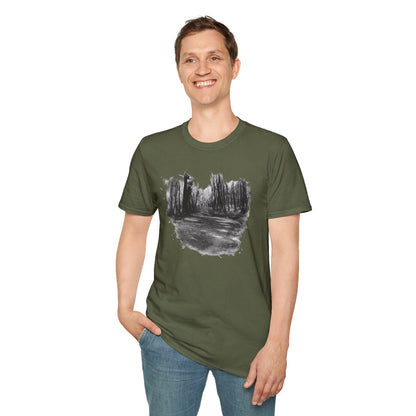 Minimalist Nature-Inspired Unisex Softstyle T-Shirt, Casual Wear, Everyday Style, Gift for Nature Lovers, Eco-Friendly Fashion