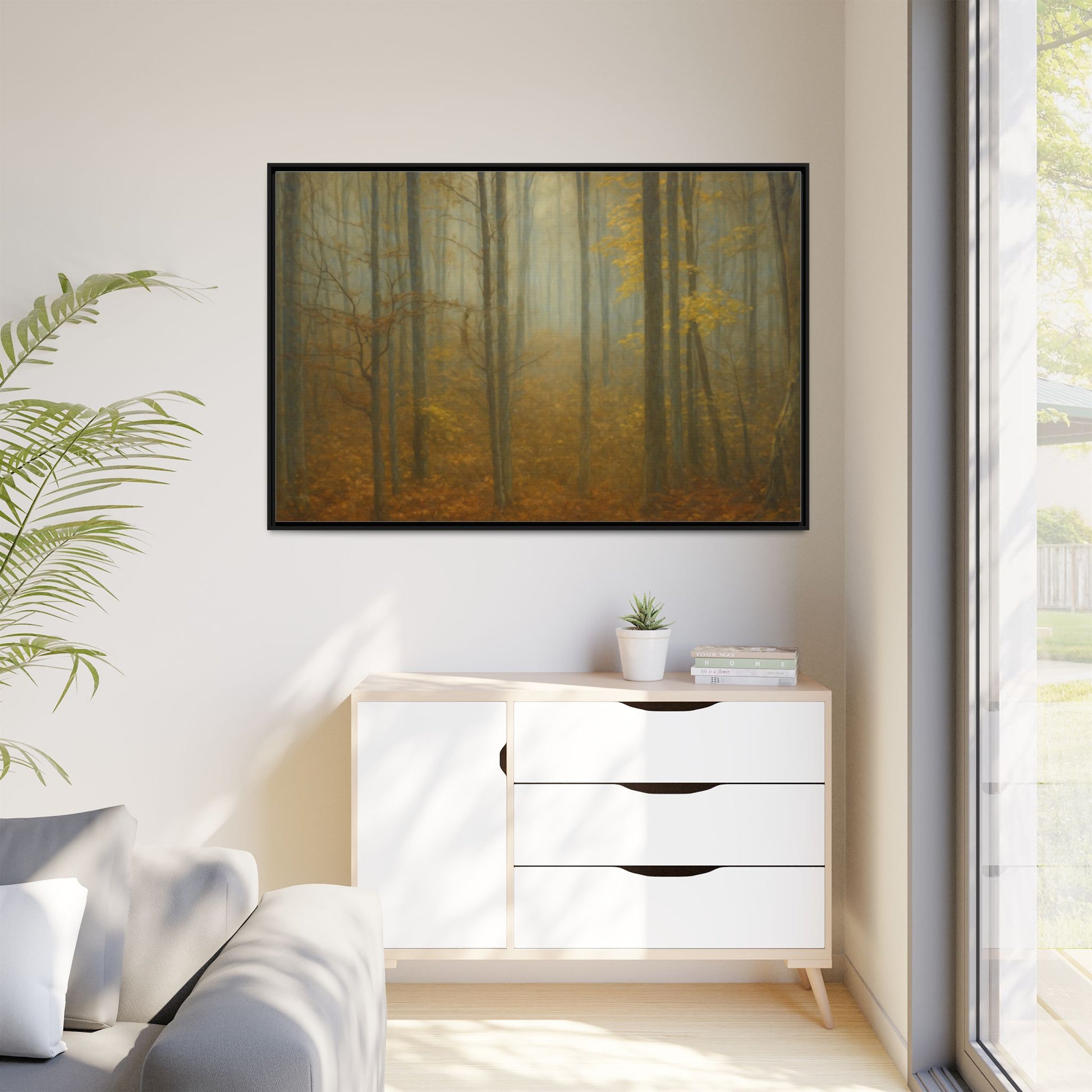 Framed Matte Canvas Art | Serenity in the Forest | Nature Wall Decor, Home Gallery, Cozy Living Room, Gift for Nature Lovers - TRV
