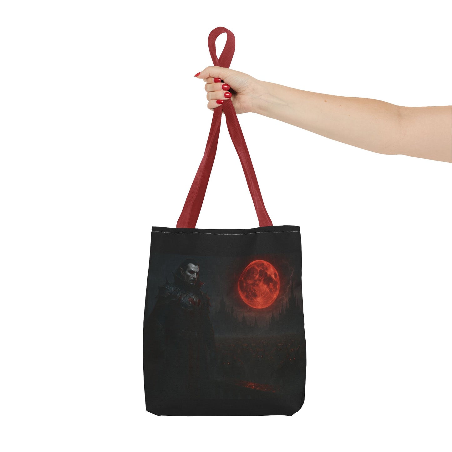 Gothic Tote Bag: Dark Moonlit Night Scene With Dracula, Vampire Art, Halloween Accessory, Gothic Gift, Boho Style - TRV