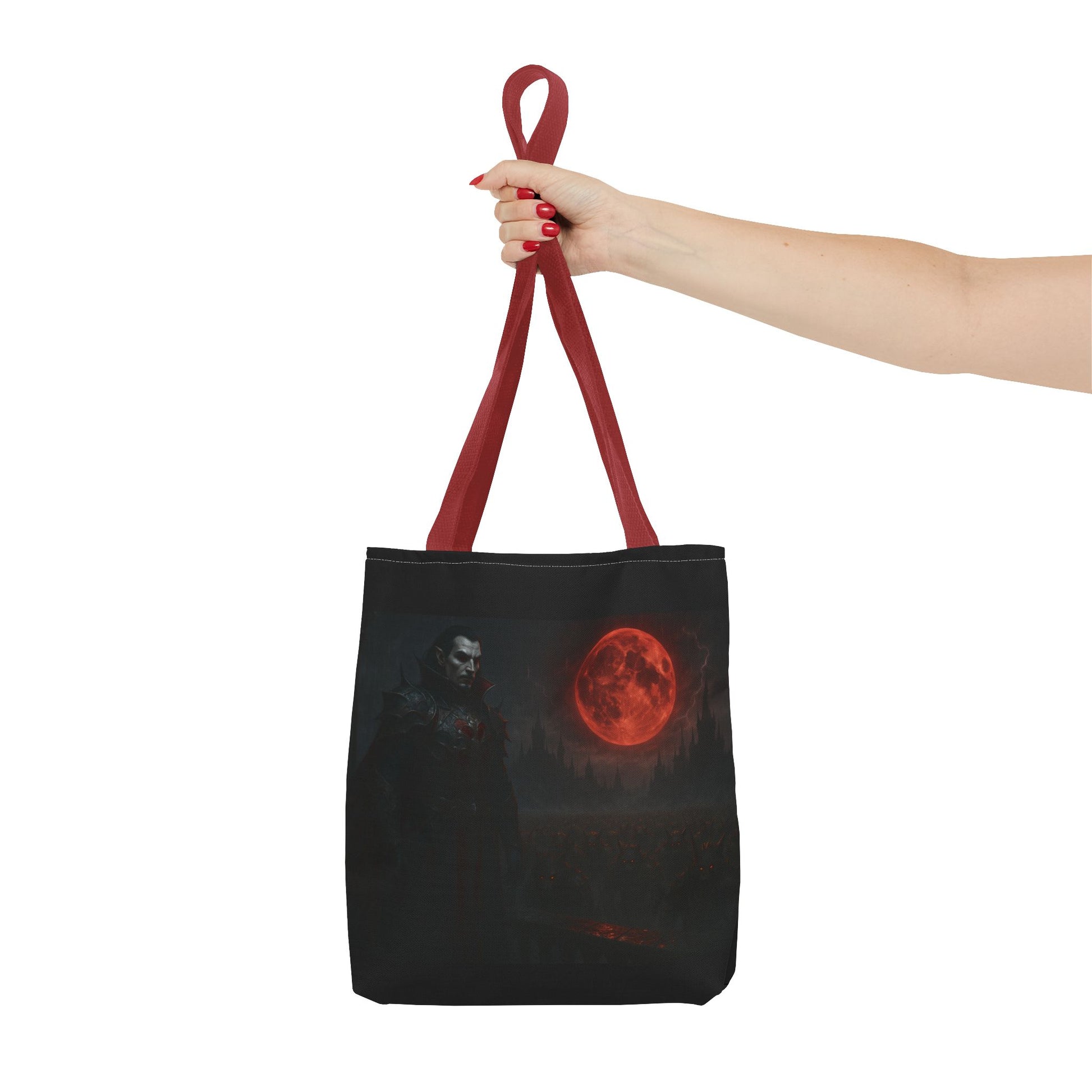 Gothic Tote Bag: Dark Moonlit Night Scene With Dracula, Vampire Art, Halloween Accessory, Gothic Gift, Boho Style - TRV