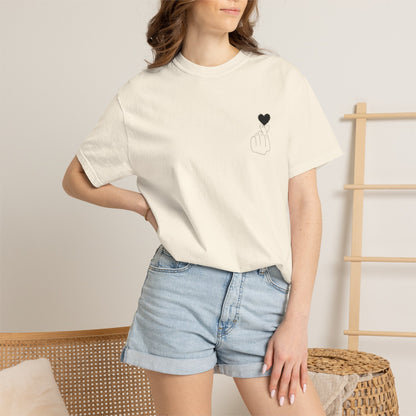 Unisex Garment-Dyed T-Shirt with Heart Design | Casual Trendy Wear for All Occasions