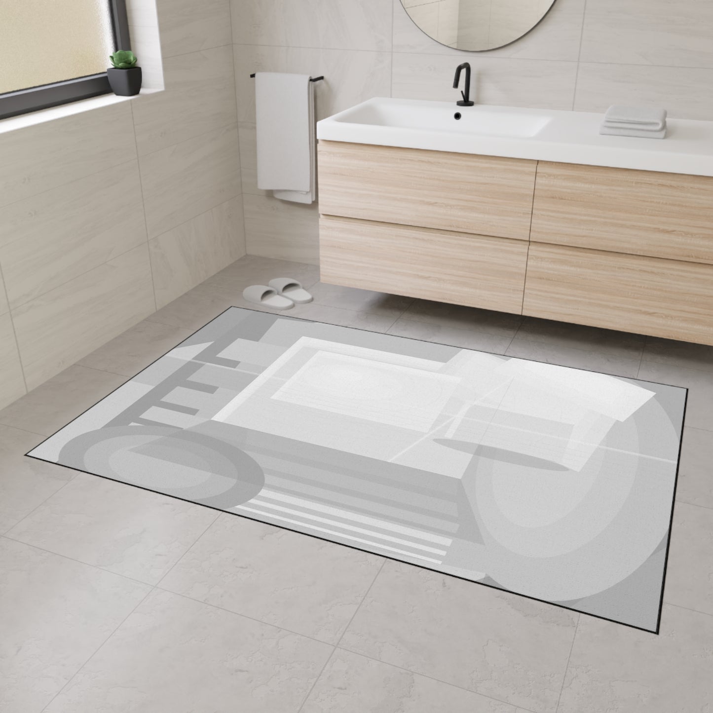 Abstract heavy duty floor mat by Printify, featuring a modern design, durable material, ideal for home decor and high-traffic areas.