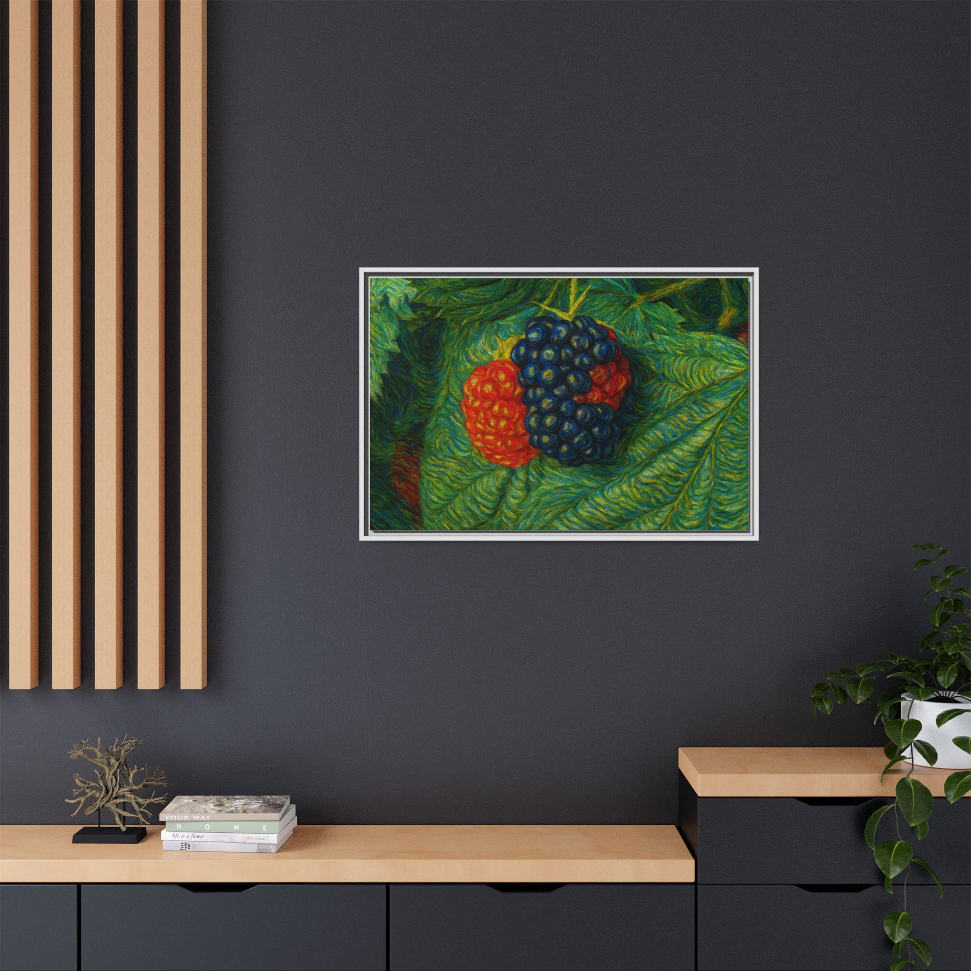 Van Gogh Style Blackberry Canvas Art, Framed Wall Decor, Botanical Print, Summer Home Decor, Gift for Garden Lovers - TRV
