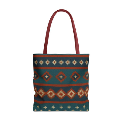 Southwestern Diamond Pattern Tote Bag | Aztec Tribal Geometric Print - TRV
