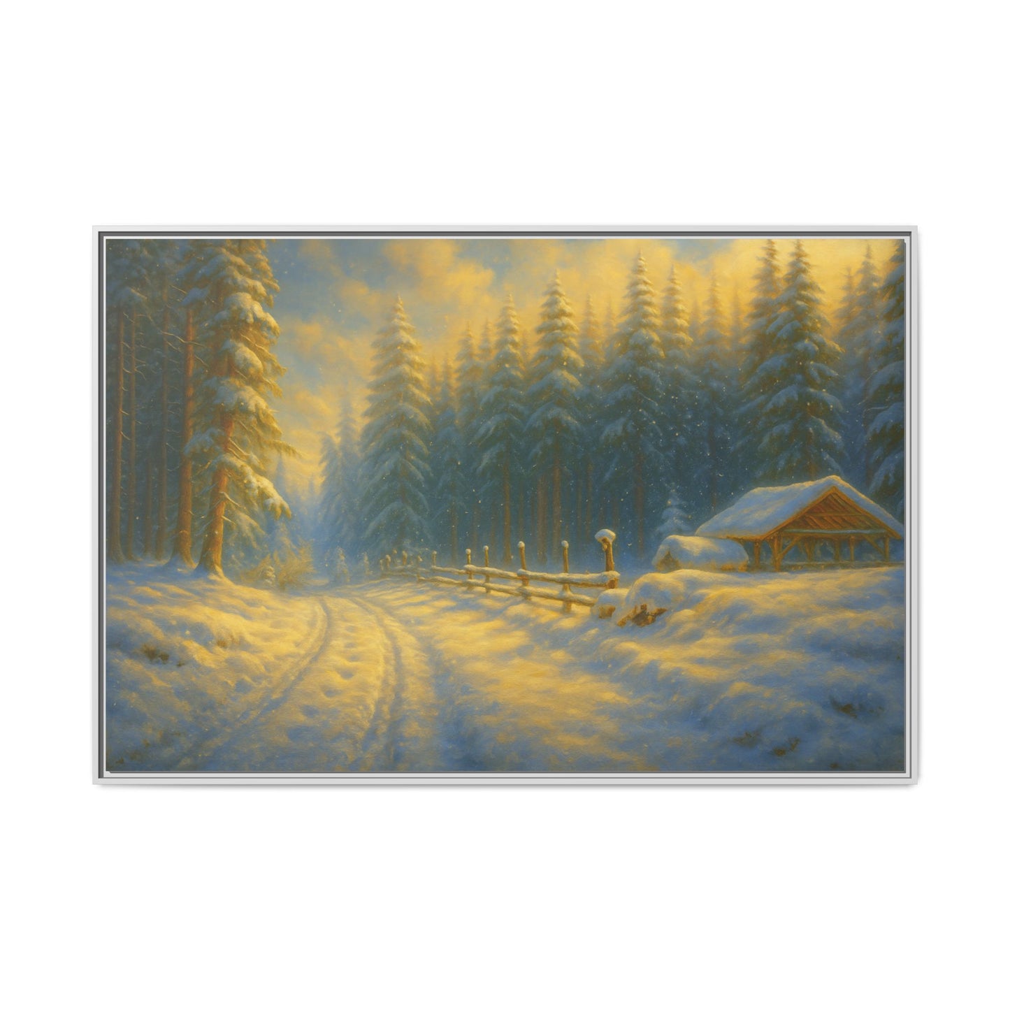 Wall Art Print, Winter Cabin Decor, Nature Scene, Holiday Gift, Cabin Vibes, Christmas Decoration, Matte Canvas, Framed - TRV