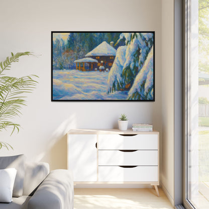 Canvas Art, Winter Scene Home Decor, Seasonal Gift for Art Lovers, Holidays Wall Art, Framed Painting, Matte Print - TRV