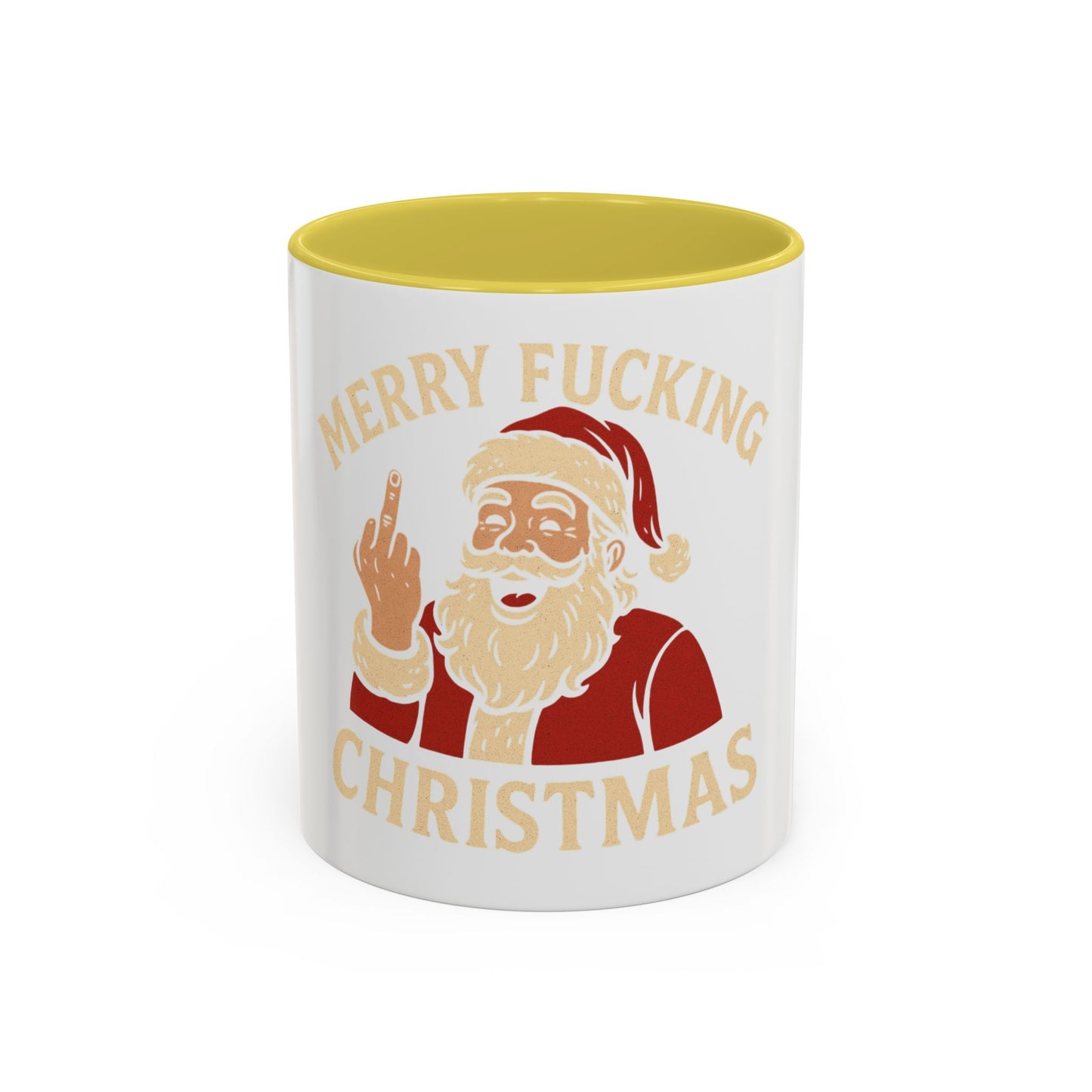 Irreverent Merry Christmas Mug — Funny Santa Middle Finger Coffee Cup (11oz & 15oz)