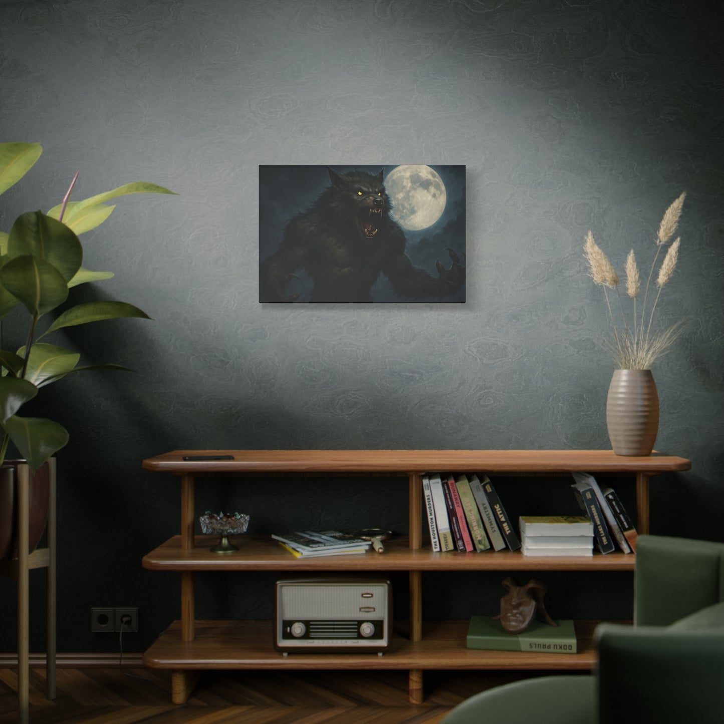 Werewolf Moon Canvas Art | Dark Fantasy Decor for Halloween, Gothic Home, Werewolf Lover Gift, Unique Wall Art, Spooky Decor - TRV