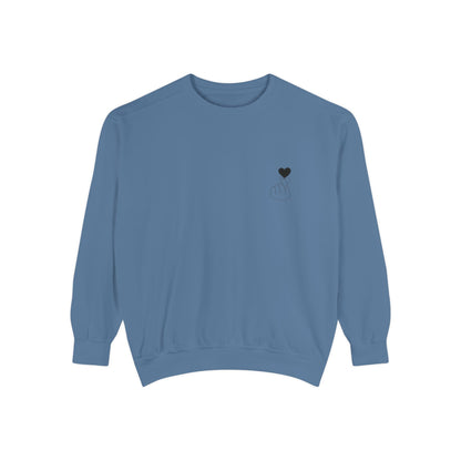 Unisex Garment-Dyed Sweatshirt with Heart Design - Cozy & Stylish