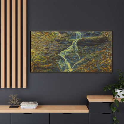 Van Gogh Style Framed Matte Canvas Art Print - Nature-Inspired Wall Decor, Abstract Waterfall Artwork, Home Office Decoration - TRV