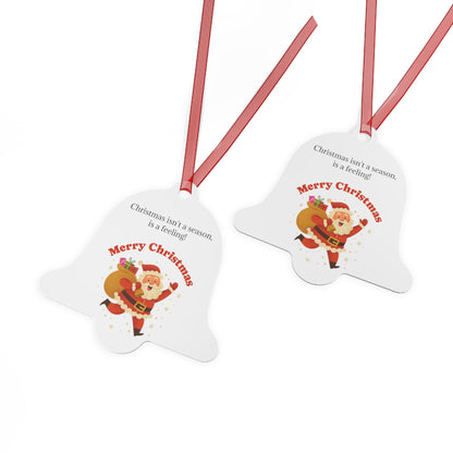 Merry Christmas Santa with Sack metal ornament | Bell shaped holiday decoration