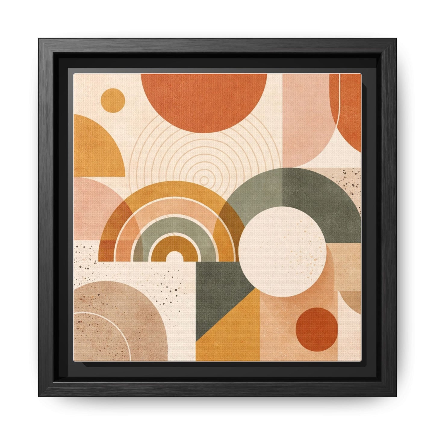 Abstract Terracotta Geometric Rainbow Matte Canvas Framed
