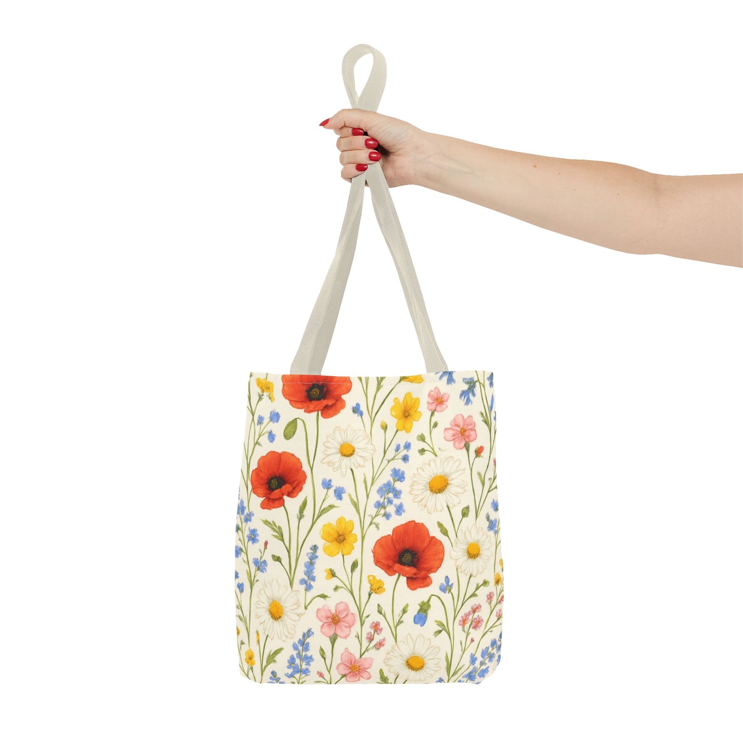 Wildflower Poppy Print Tote Bag | Floral All-Over Pattern