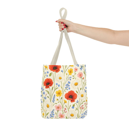Wildflower Poppy Print Tote Bag | Floral All-Over Pattern