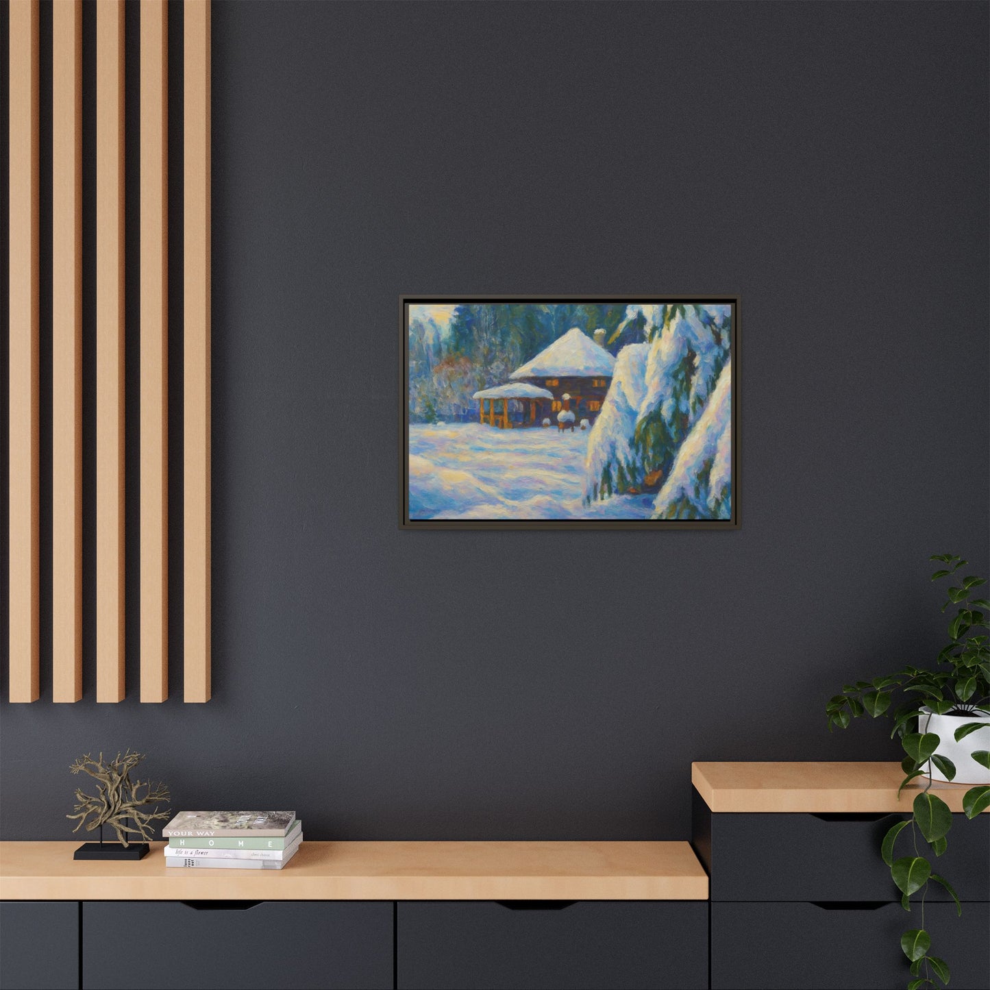 Canvas Art, Winter Scene Home Decor, Seasonal Gift for Art Lovers, Holidays Wall Art, Framed Painting, Matte Print - TRV