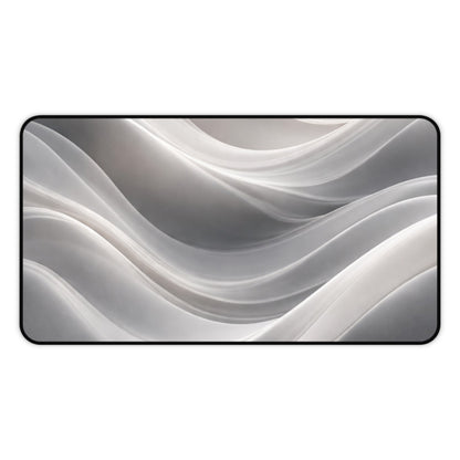 Neutral Abstract Waves Desk Mat | Gray Marble Swirl Surface