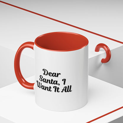 Dear Santa Accent Coffee Mug - Fun Holiday Mug for Christmas Enthusiasts