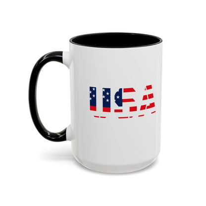 USA Flag Accent Coffee Mug — Patriotic 11/15oz Ceramic Coffee Cup