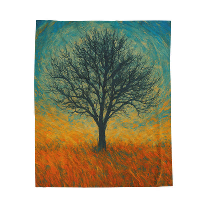 Cozy Velveteen Plush Blanket with Serene Tree Design | Comfortable Home Decor, Gift for Nature Lovers, Cozy Nights, Warmth&Style - TRV