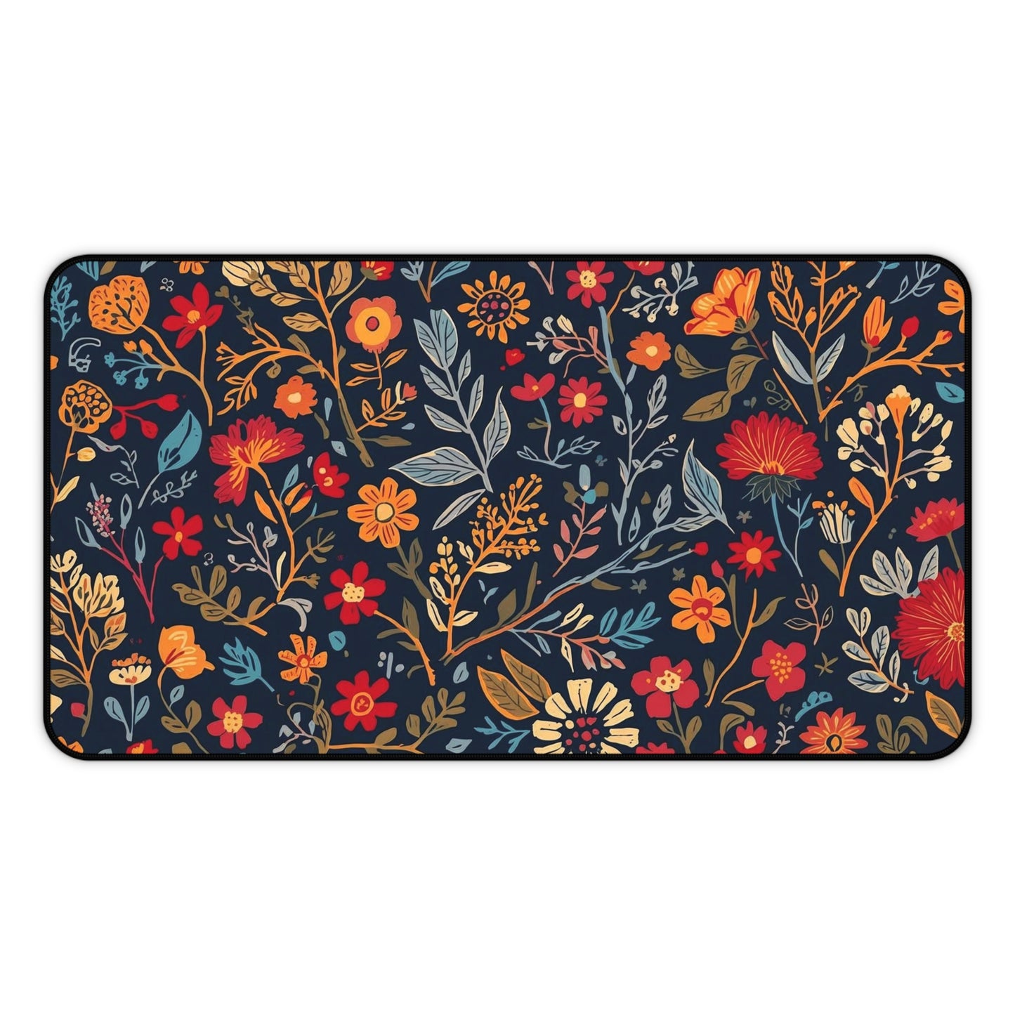 Autumn Floral Pattern Desk Mat | Fall Flowers Mouse Pad - TRV