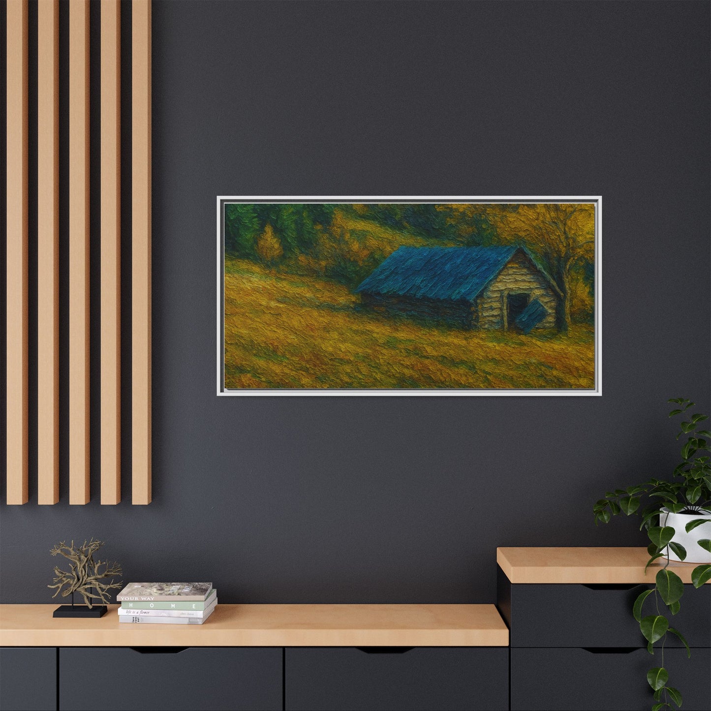 Framed Matte Canvas Print, Rustic Artwork, Farmhouse Decor, Nature Wall Art, Gift for Home, Autumn Decor, Landscape Painting