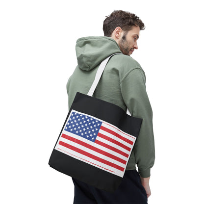 Patriotic Tote Bag, American Flag Carryall, Beach Bag, Reusable Shopping Tote, Independence Day Gift - TRV