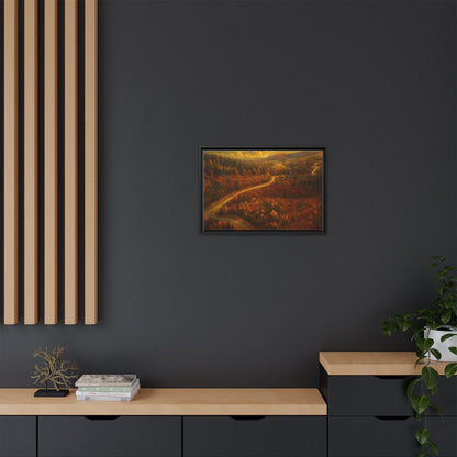 Autumn Landscape Framed Canvas Art, Cozy Home Decor, Warm Fall Vibes, Gift for Nature Lovers, Perfect for Thanksgiving - TRV