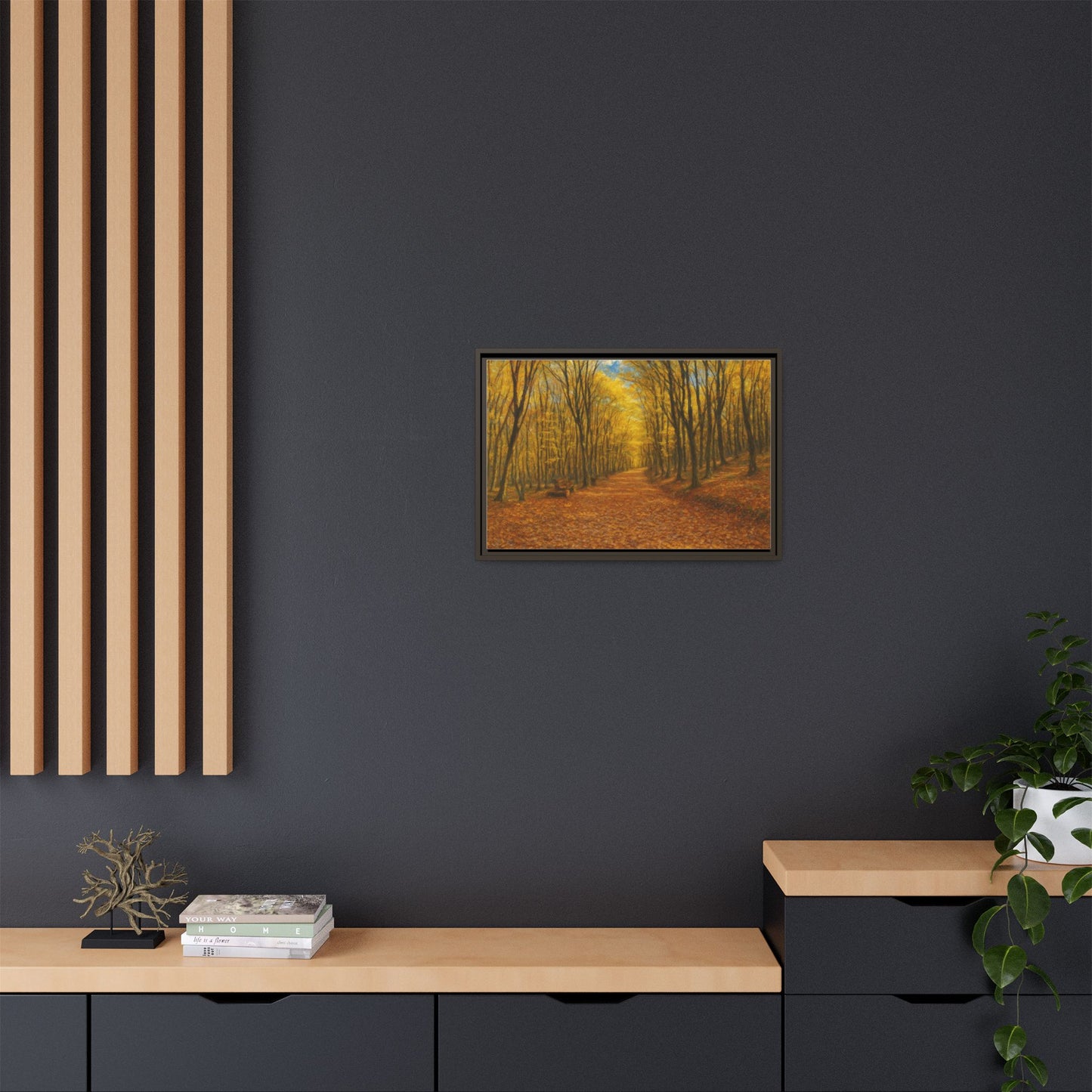 Autumn Forest Framed Canvas Art, Cozy Wall Decor, Nature Inspired Gift, Fall Home Accent, Perfect for Thanksgiving - TRV