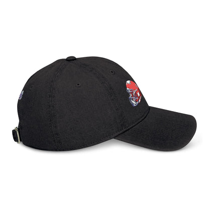 Football-Themed Denim Hat with Embroidery, Perfect Gift for Sports Lovers, Casual Wear, Game Day Accessories, Embroidered Cap