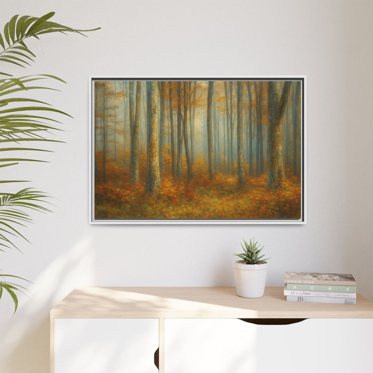 Autumn Forest Canvas Art, Framed Wall Decor, Rustic Home Decor, Nature Artwork, Gift for Nature Lovers - TRV