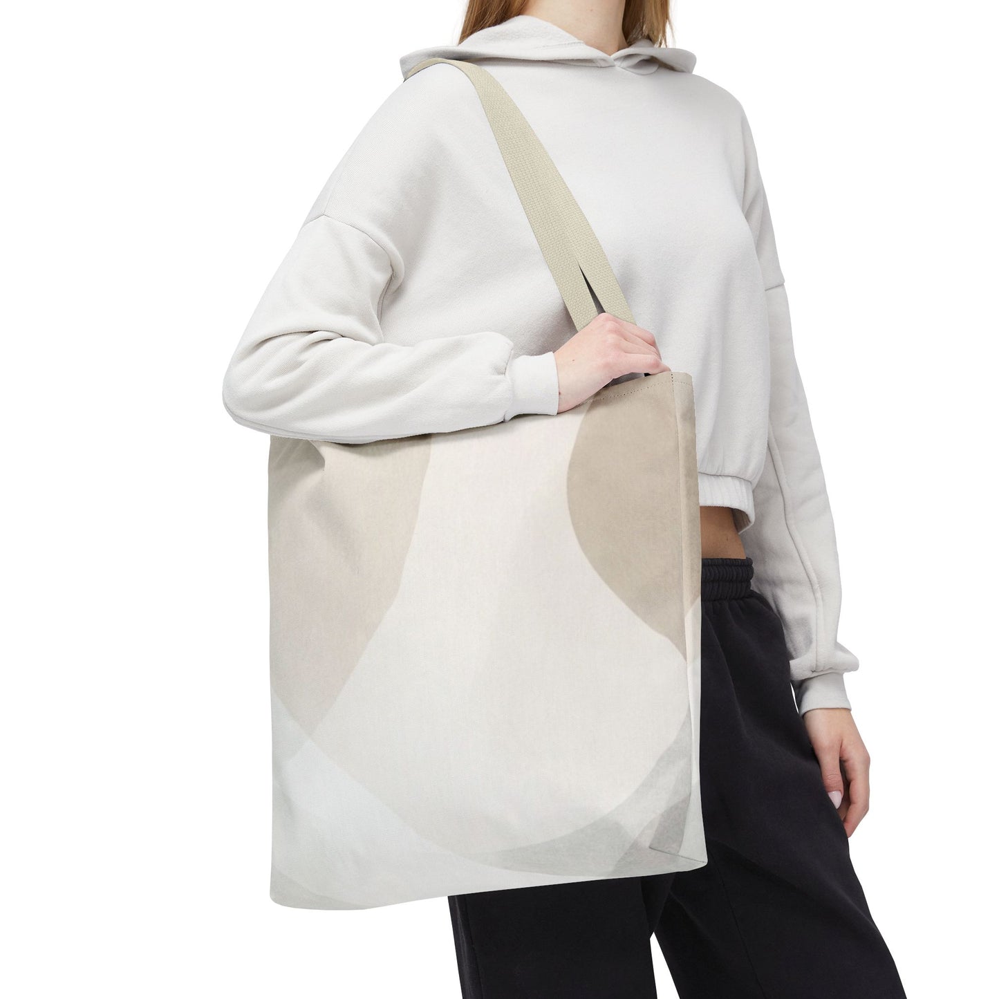 Neutral Abstract Geometric Tote Bag | Minimal Beige Shapes