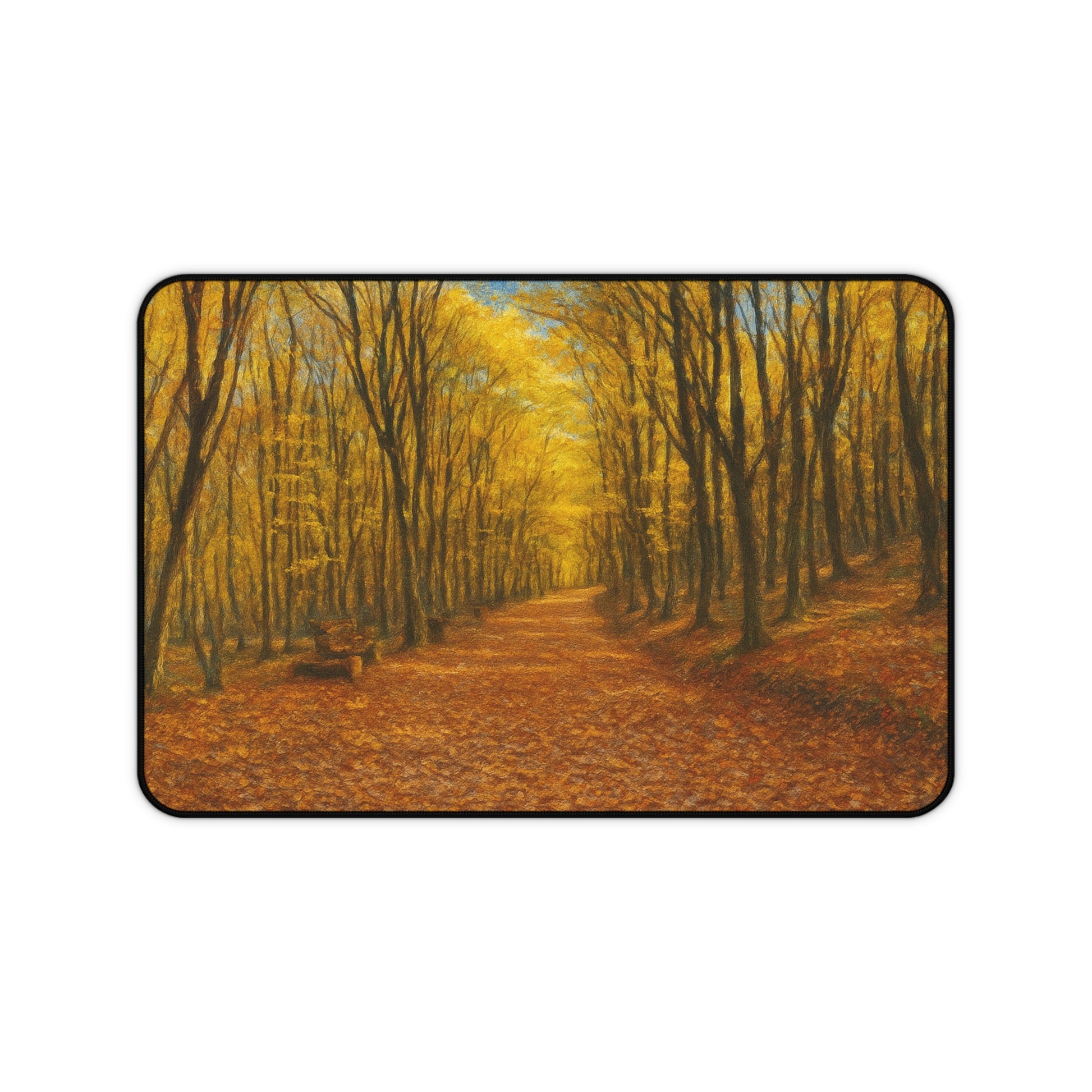 Autumn Forest Path Desk Mat | Fall Leaves Scenic Mousepad - TRV