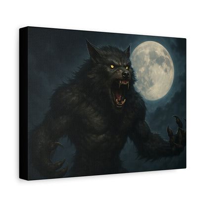 Werewolf Moon Canvas Art | Dark Fantasy Decor for Halloween, Gothic Home, Werewolf Lover Gift, Unique Wall Art, Spooky Decor - TRV