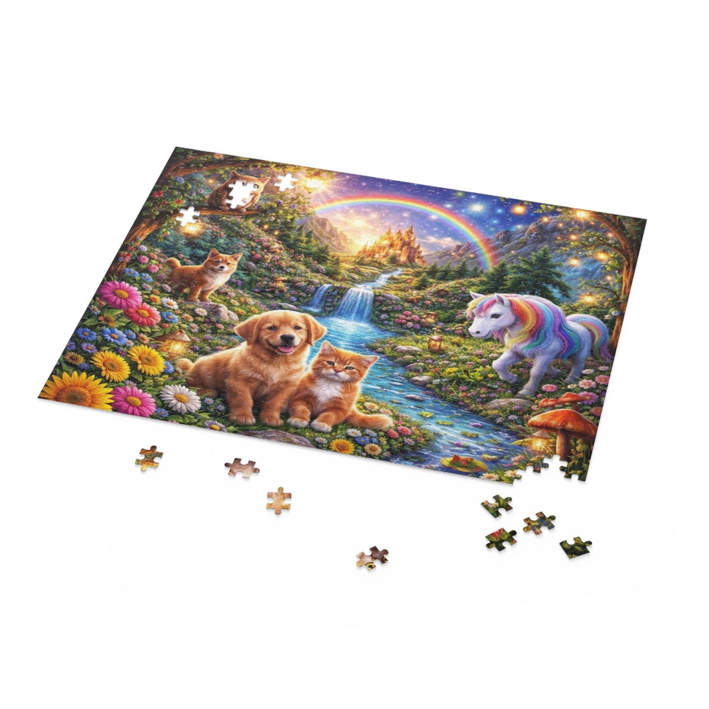 Rainbow Unicorn and Puppies Puzzle