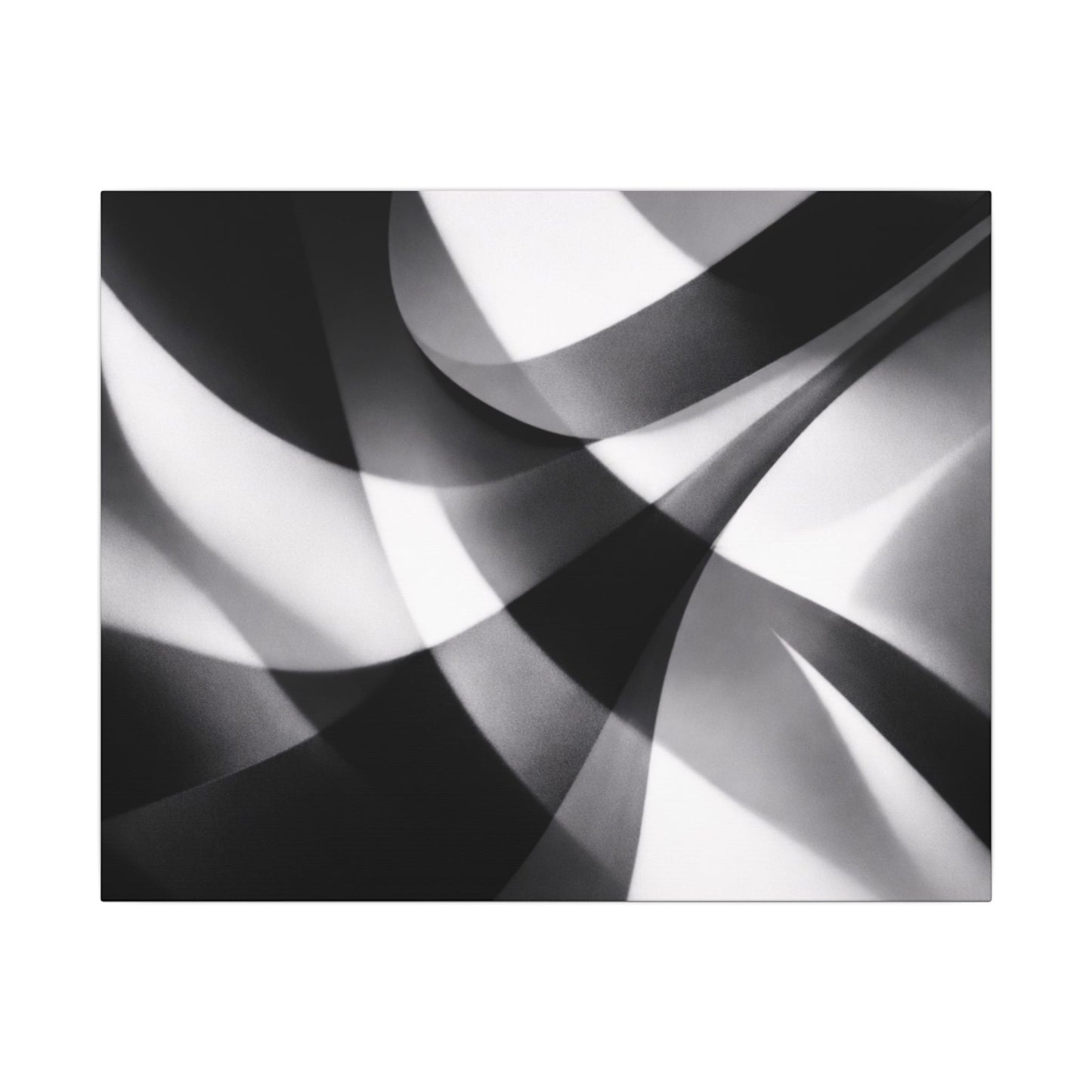 Abstract black and white swirl matte canvas artwork by Printify, showcasing a modern, artistic design on high-quality canvas.