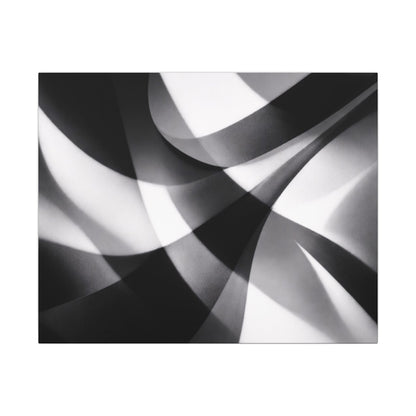 Abstract black and white swirl matte canvas artwork by Printify, showcasing a modern, artistic design on high-quality canvas.