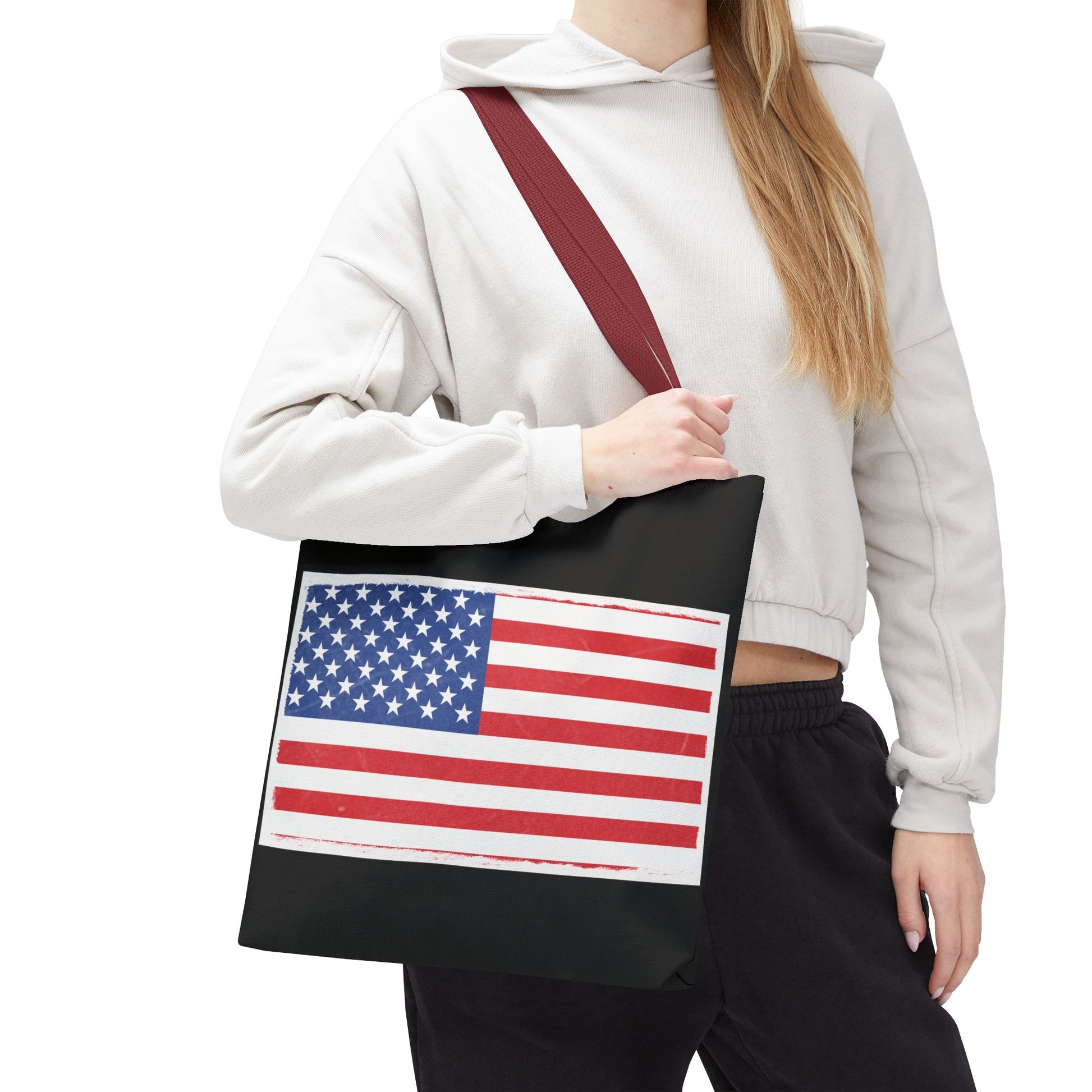 Patriotic Tote Bag, American Flag Carryall, Beach Bag, Reusable Shopping Tote, Independence Day Gift - TRV