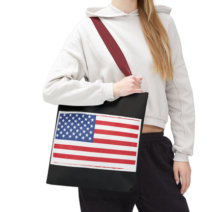 Patriotic Tote Bag, American Flag Carryall, Beach Bag, Reusable Shopping Tote, Independence Day Gift - TRV